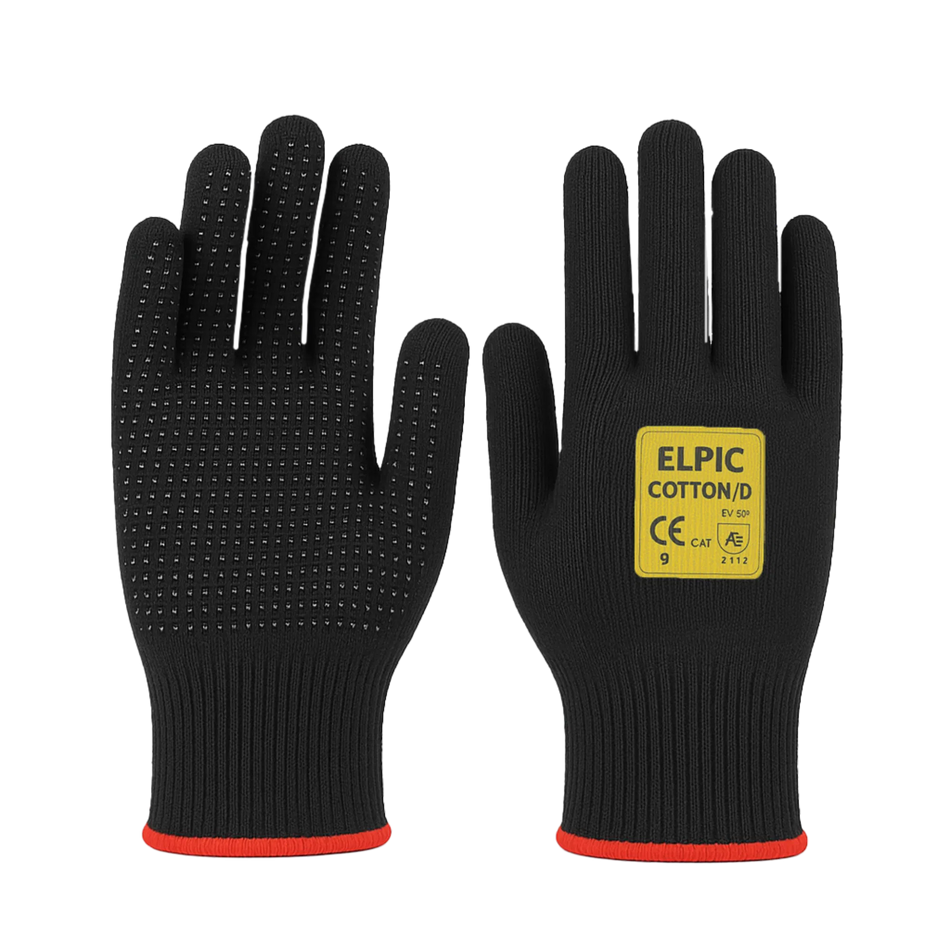 BLACK DOTTED GLOVES NO:10